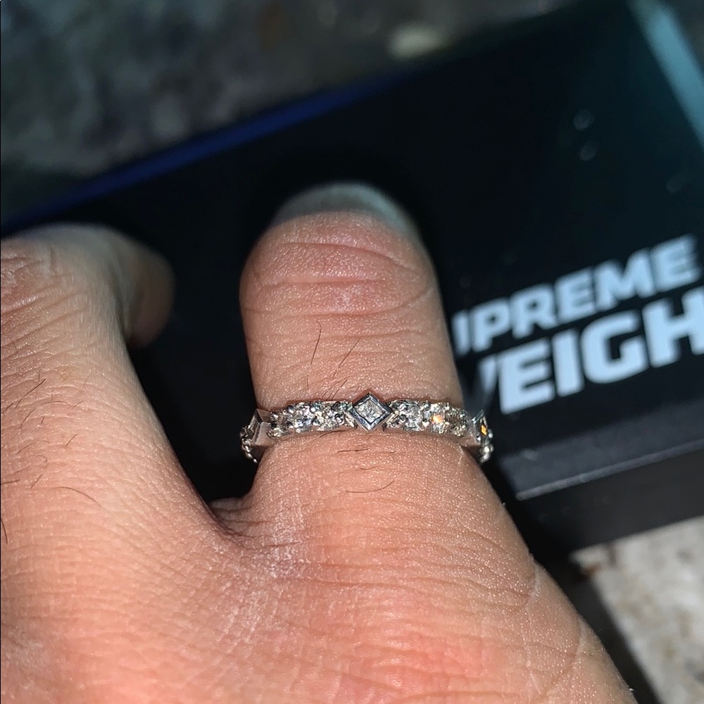 Gold and White Eternity Ring with Sparkling Stones